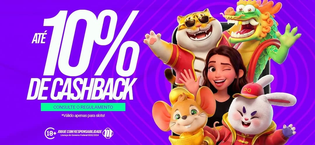 Até 10% de Cashback nos Slots