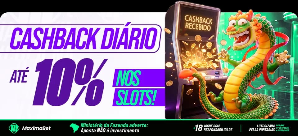 Até 10% de Cashback nos Slots