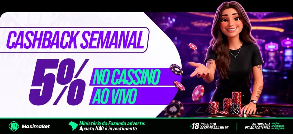 Até 5% de Cashback nos Slots